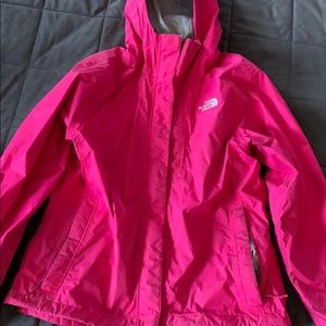 hot pink northface rain jacket